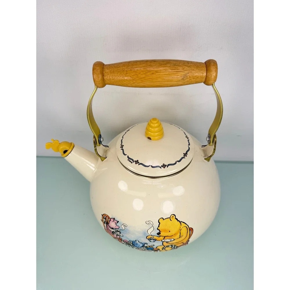Vintage 90s Selandia Winnie the Pooh Piglet Teapot Enamel Bee Whistle Disney